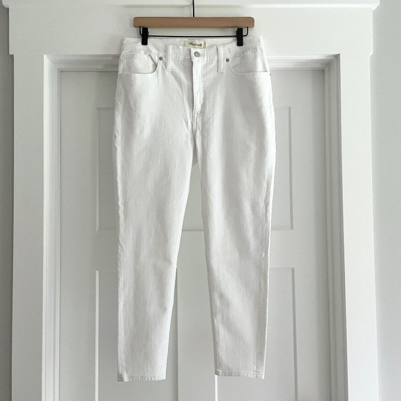 ❤️ NWT Madewell 9" Mid-Rise Skinny Crop Jeans in Pure White - Size 32 - Picture 5 of 11